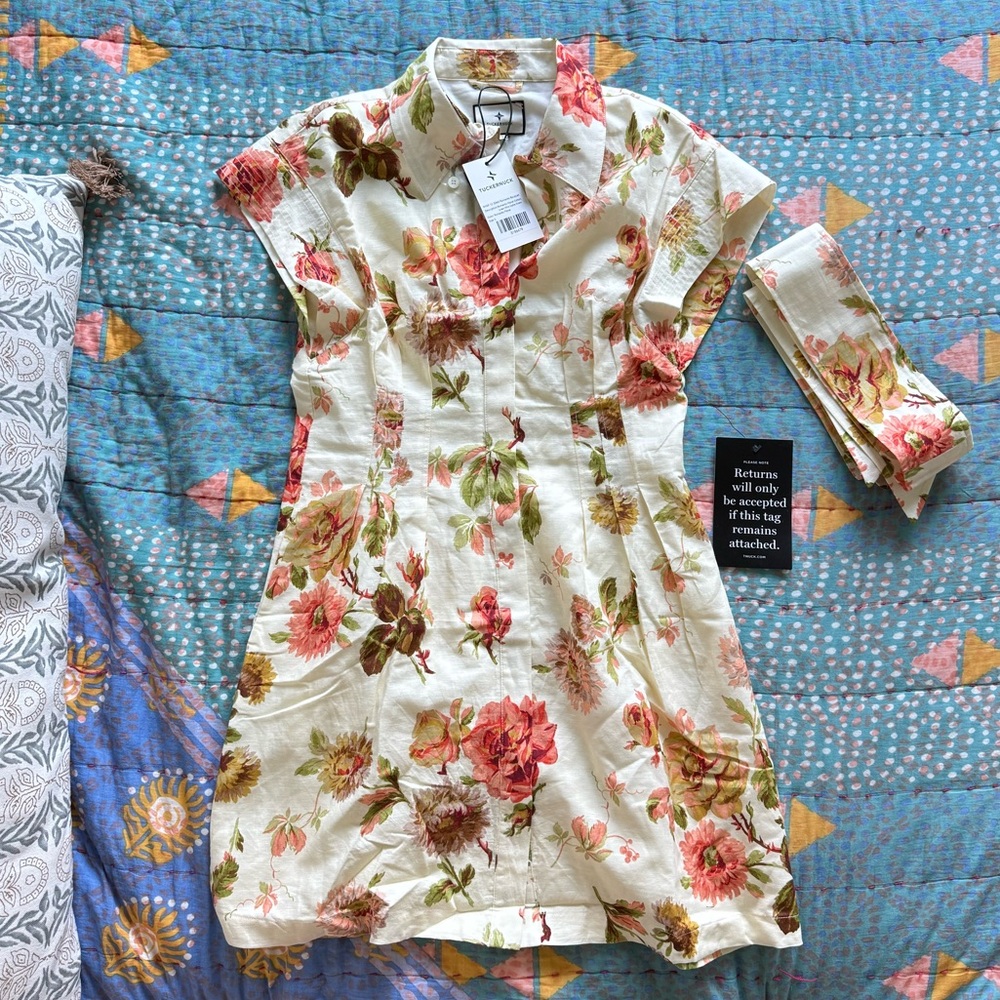 NWT Tuckernuck Romantic Floral Cotton Linen Mini Callie Dress